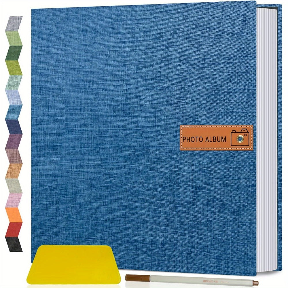 Self Adhesive Photo Album Scrapbook ¨C Large Linen Cover Memory Book for 4x6 5x7 8x10 Photos, DIY Picture Book with Metal Pen, Gift for Mom, Baby, Wedding, Valentine's Day & Mother's Day, 40 & 60 Pages
