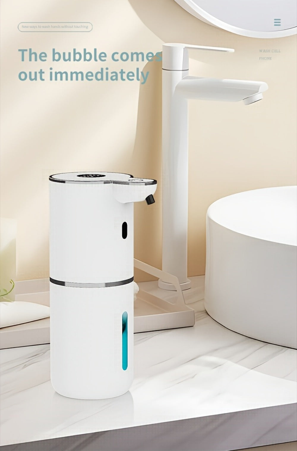 Automatic Sensor Soap Dispenser Foam Type 6 Gear Digital Display - Rechargeable Touchless Large Capacity Countertop or Wall Mount | Black White | Kitchen Bathroom Restroom Hands Free