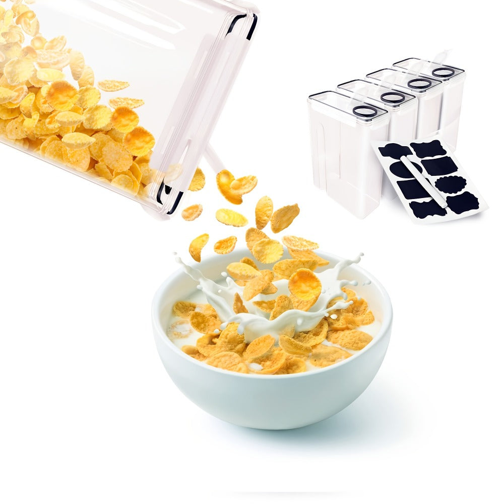 Airtight Food Storage Containers Set of 4 Large 1.06 Gallon Cereal Dispenser with Gull Wing Lid for Pantry Organization Kitchen Dry Food Grains Flour Sugar - BPA Free Canister Set
