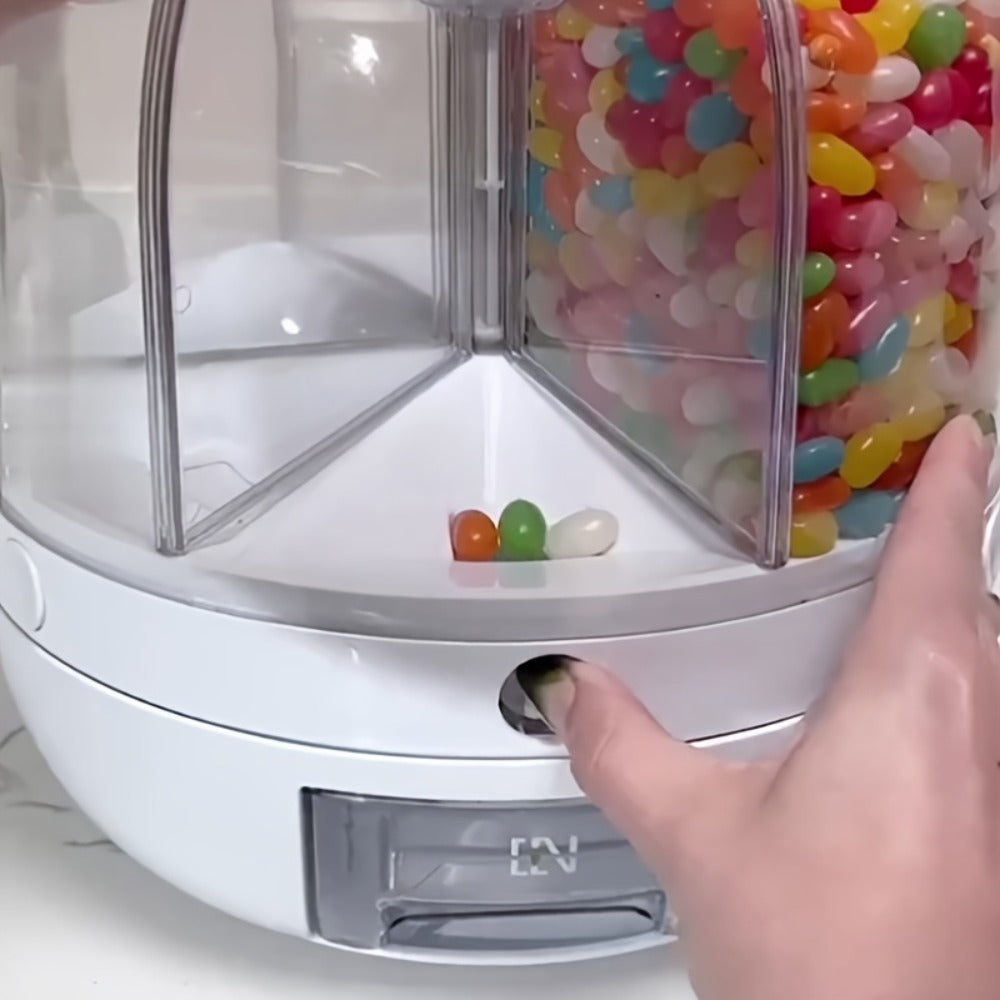 Candy Dispenser Storage Box Large Capacity, Sealed Smart Partition Container for Small Candies, Grain, Flour & Pet Food ¡ª Kids Candy Organizer for Halloween, Christmas & Holiday Gifting | White