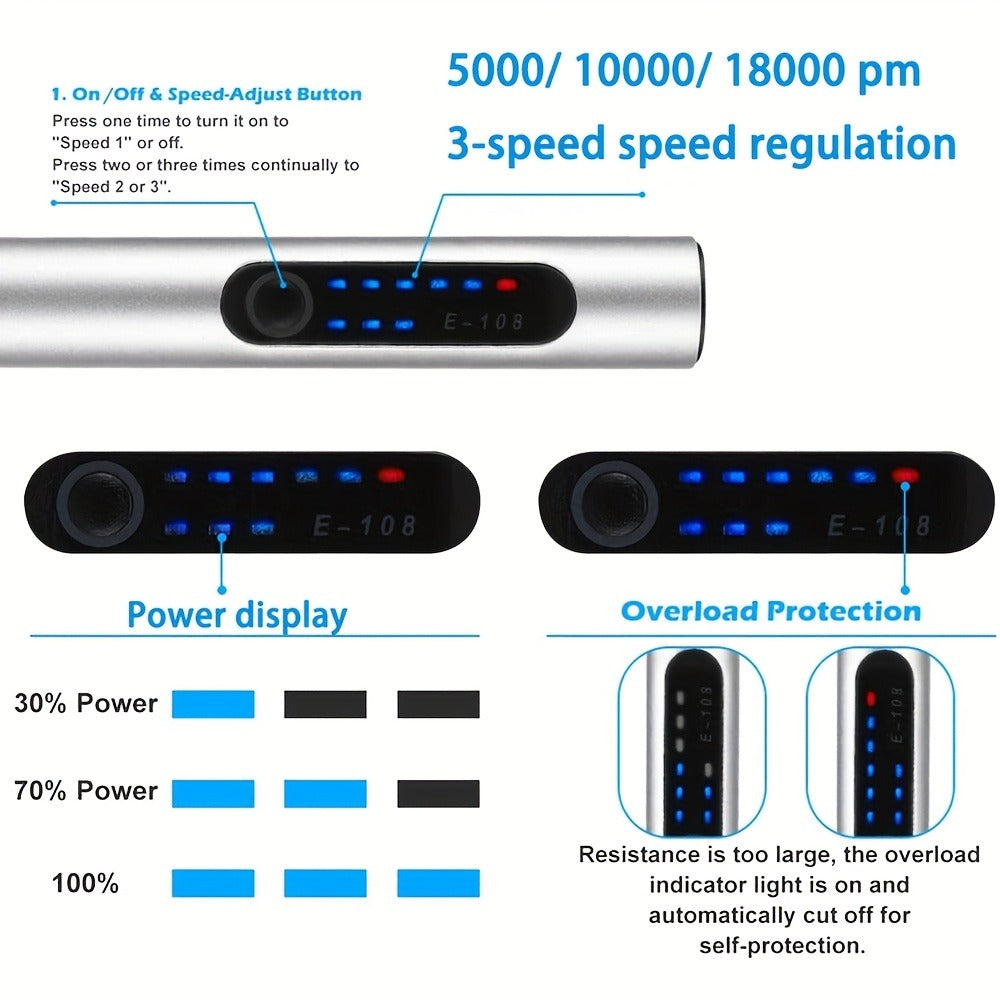 Mini Rotary Tool Kit - Wireless USB Rechargeable Micro Drill Carving Pen for Cutting, Carving, Drilling, Polishing & Buffing (58/74/83 Pcs)
