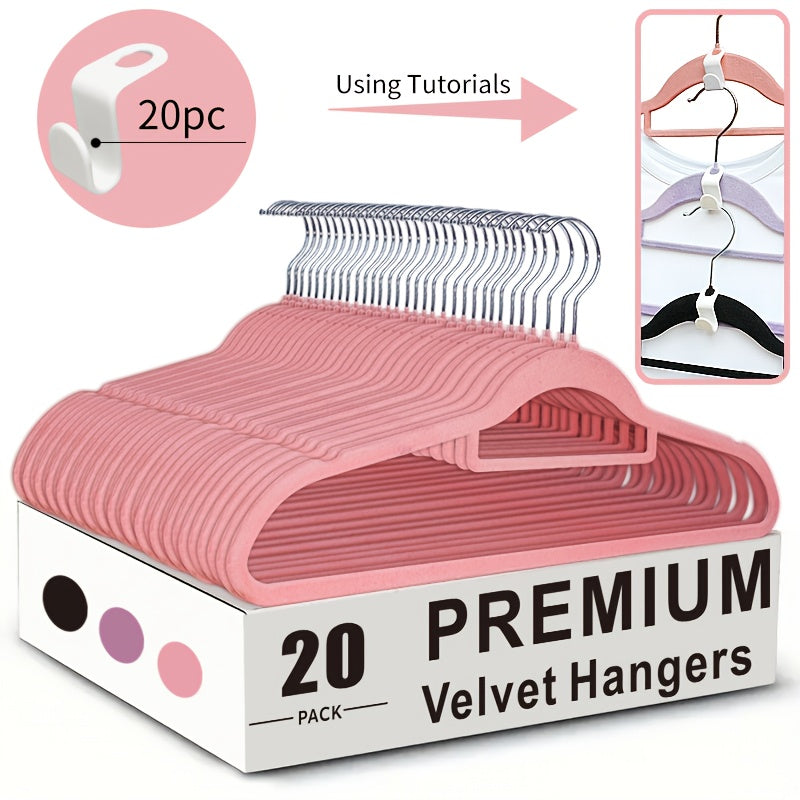Non-Slip Velvet Hangers with 360¡ã Rotating Hook & Hanger Buckles ¨C Space Saving Closet Organizer Set (50pcs or 20pcs)