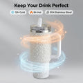 40oz Rhinestone Tumbler with Handle and Straw ¨C Stainless Steel Double Wall Insulated Cup | Pearl Glitter Travel Mug for Sublimation Outdoor Sports Camping Holiday Gift