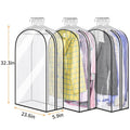 Garment Bags for Hanging Clothes, 3-Pack Transparent Suit Bags with Zipper, Heavy Duty EVA Coat Covers for Wardrobe Closet Storage, Fits 32 40 50 60 Inch Dresses Shirts Coats