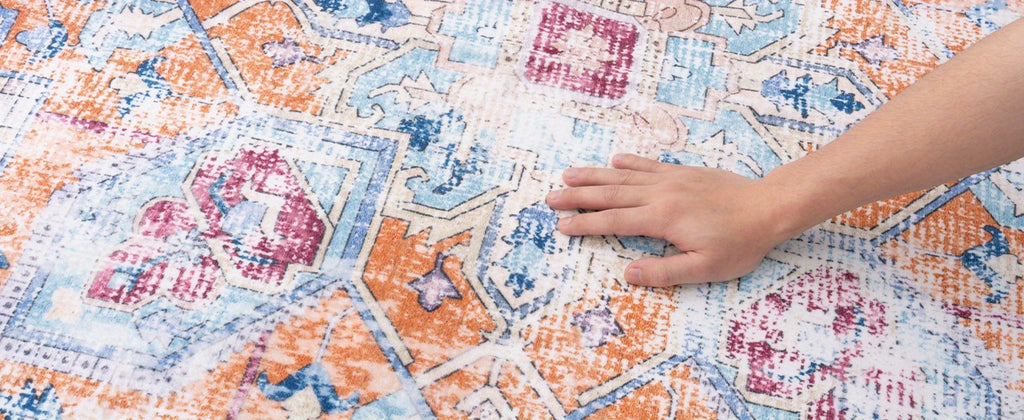 Vintage Persian Area Rug Machine Washable Non-Slip Non-Shedding Floral Indoor Carpet for Living Room Bedroom in Multiple Colors and Sizes