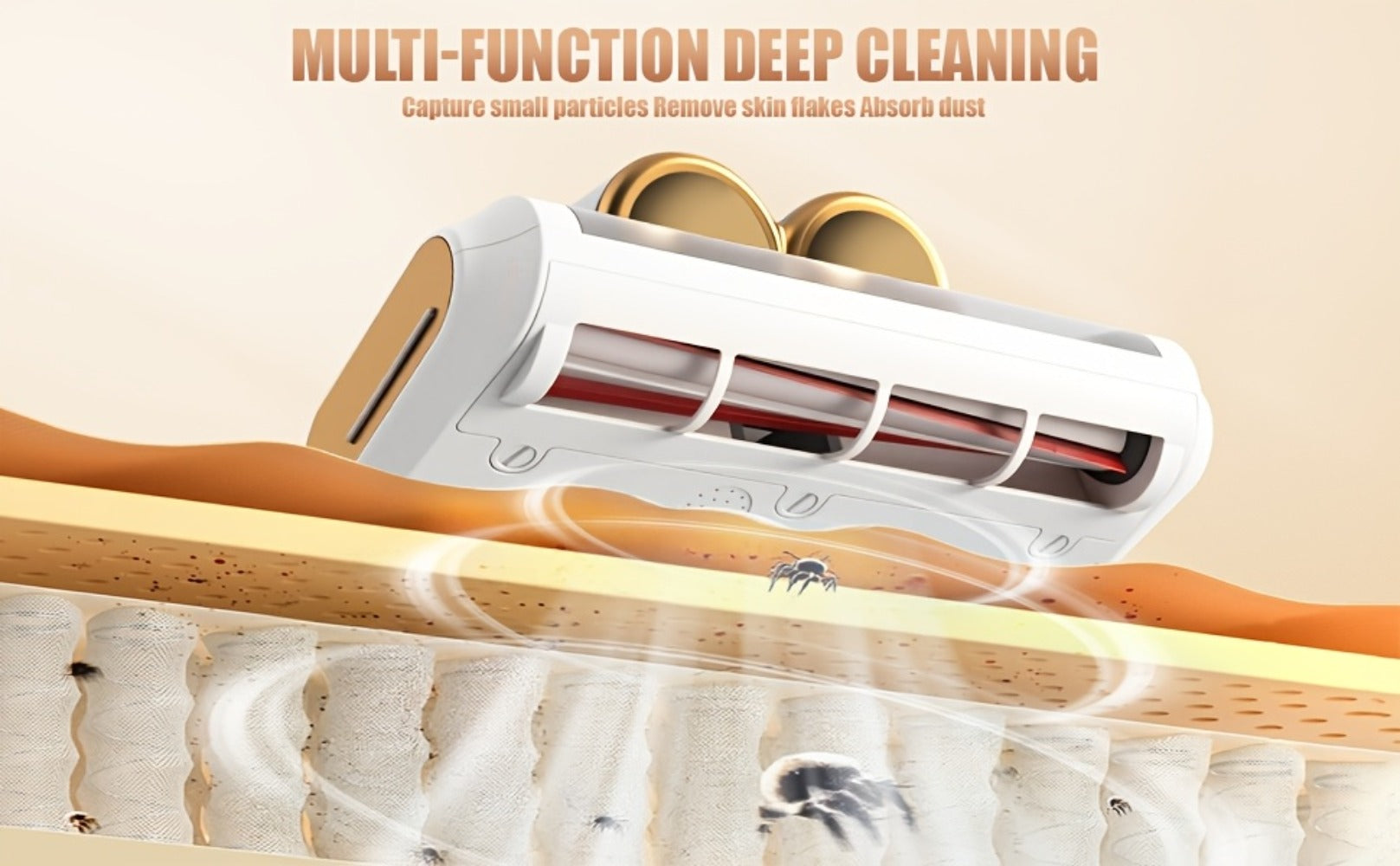 Cordless Mattress Vacuum Cleaner 16Kpa UV Light & 80000 RPM Sonic Technology, 3-Min Fast Charge Handheld Bed Vacuum for Mattress Sofa Carpet Dust Mites