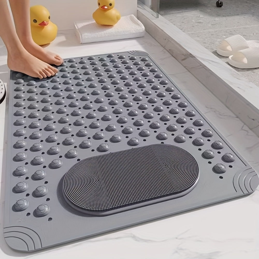 Non-Slip Bath Mat with Massage Buttons - PVC Shower Mat with Polka Dot Pattern, 0.35¡± Thick Rectangular Bathroom Safety Mat | Anti-Slip Bathtub Mat for Shower, Tub & Bathroom Floor | Multiple Colors