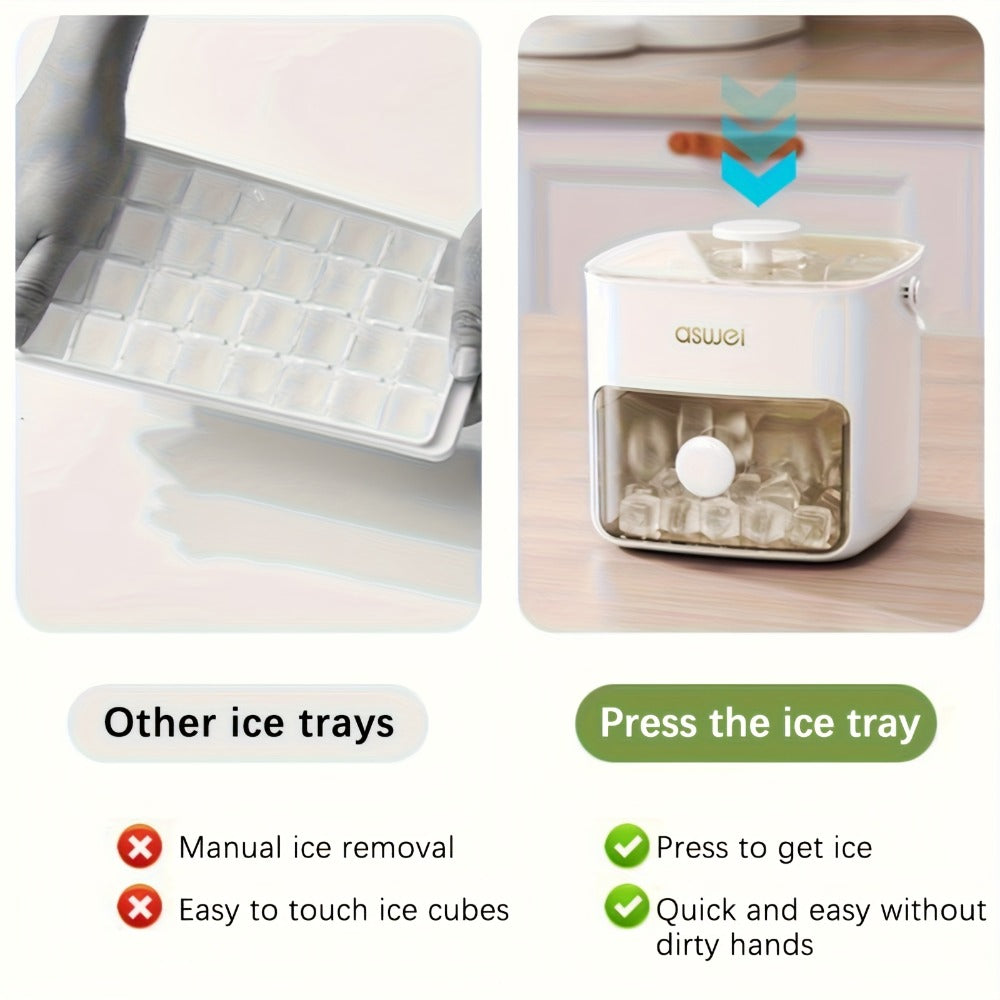 Ice Cube Tray 48 Grid Double Layer Large Capacity - Easy Press Stackable Ice Mold Food Grade Plastic for Freezer Refrigerator, Quick Release Ice Cube Maker for Drinks Cocktails Water, Green