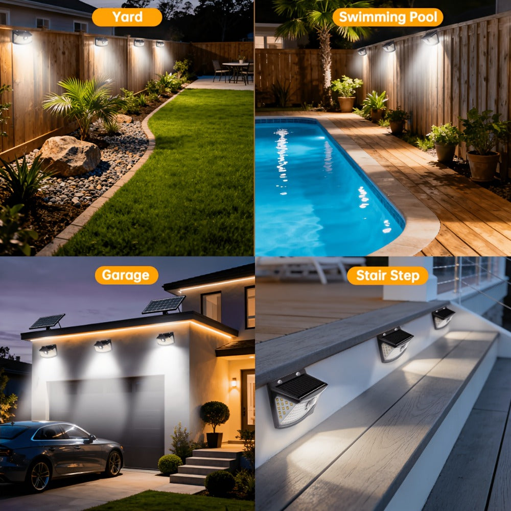 Solar Step Lights Outdoor 120 LED Motion Sensor ¨C 270¡ã Wide Angle IP65 Waterproof Wall Light with 3 Modes | 18-Hour Solar Powered Stair Light for Pathway, Fence, Garage & Deck | 4/6/8 Pack