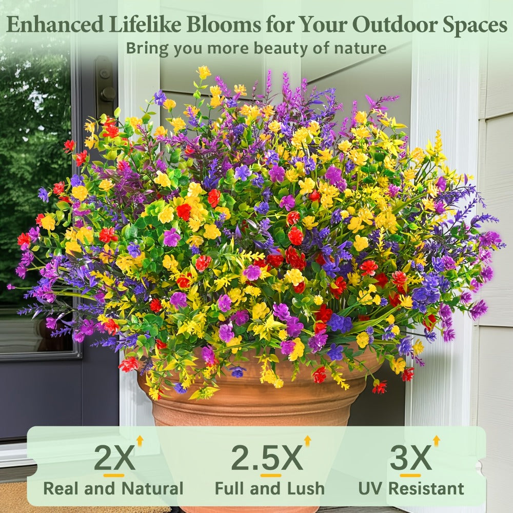 Artificial Flowers Outdoor UV Resistant Faux Daisy Bundles for Porch Patio Garden Decor - 9/18/27/36 Bundles Multicolor Realistic Fake Flowers Spring Summer Window Box Hanging Planter