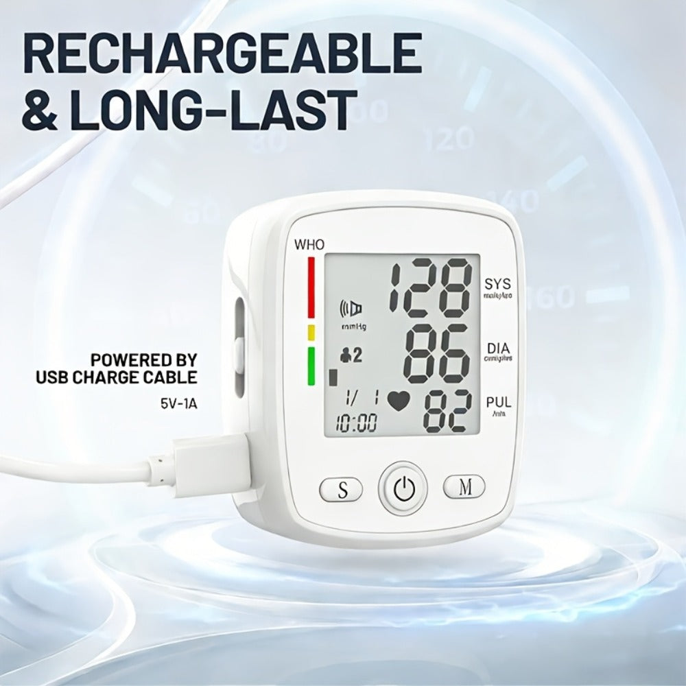 Wrist Blood Pressure Monitor - Digital BP Monitor Rechargeable with 2¡Á99 Memory, Large LCD Display, Voice Broadcast & Portable Case for Home & Travel Use (Black / White / BP188W)