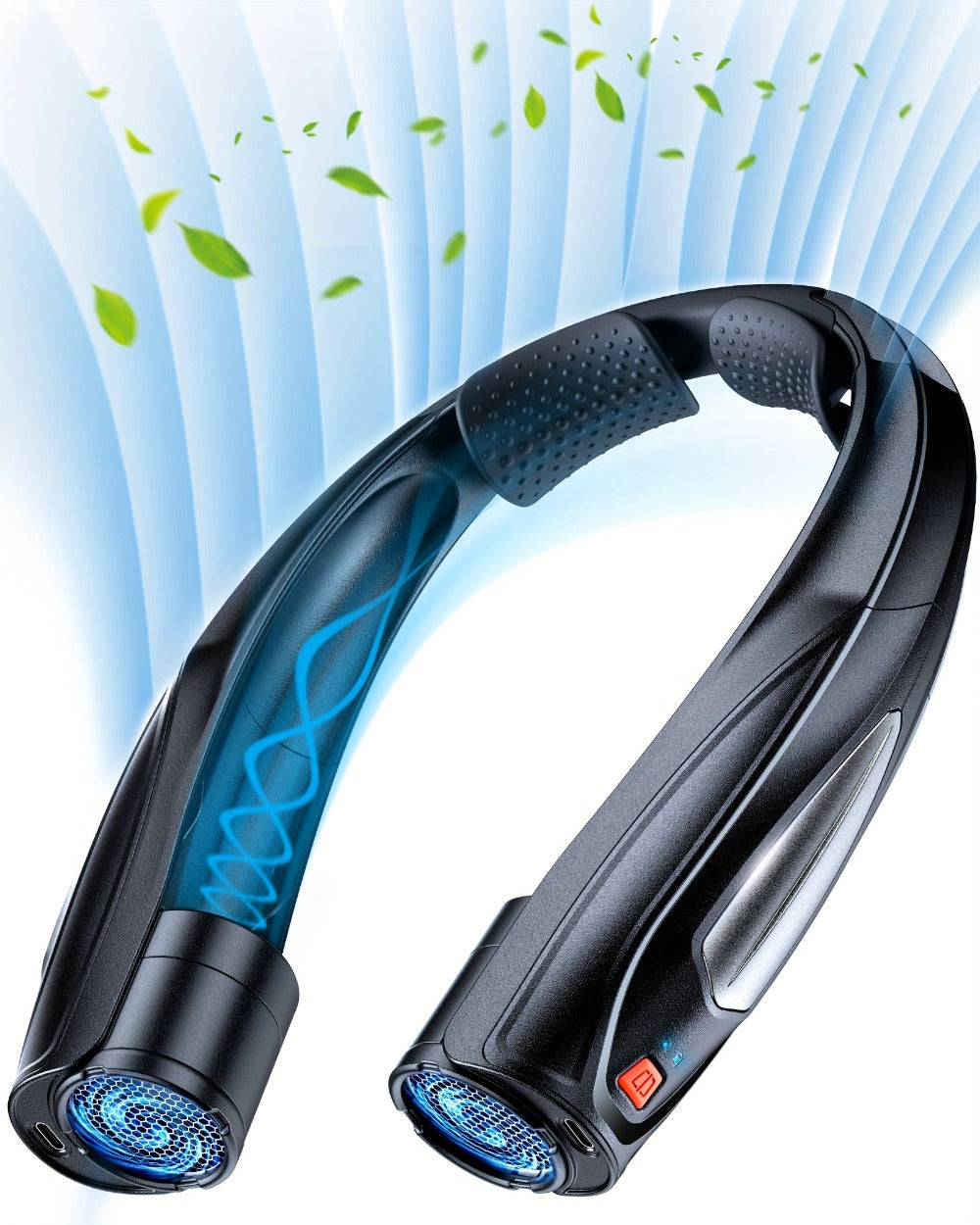 Neck Fan Wearable Bladeless Neckband Fan 3000mAh Dual Battery 6 to 20 Hours Battery Life Dual Wind Speeds Super Quiet Brushless Motor USB Charging Soft Silicone Strap for Work Travel Sports Outdoor