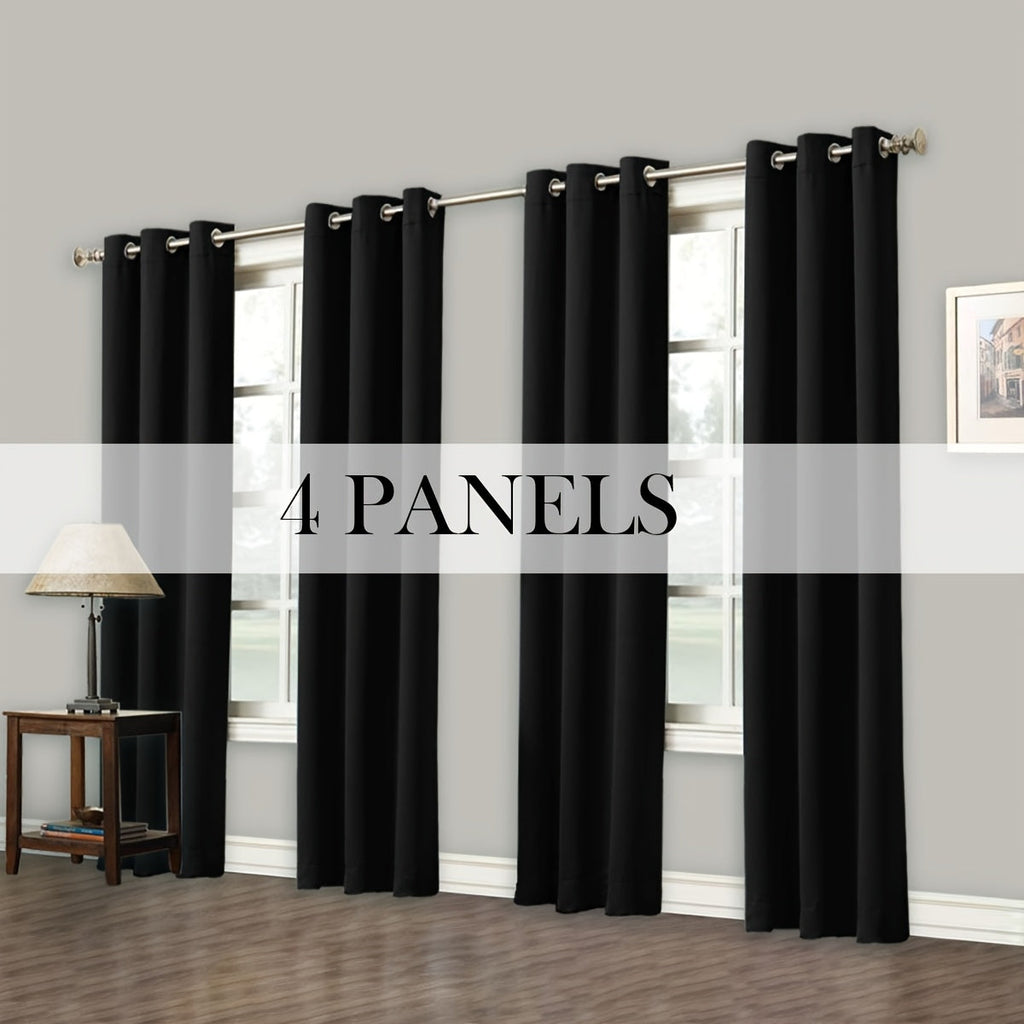 Blackout Curtains Grommet Top Room Darkening Window Drapes 4 Panels Set Living Room Bedroom