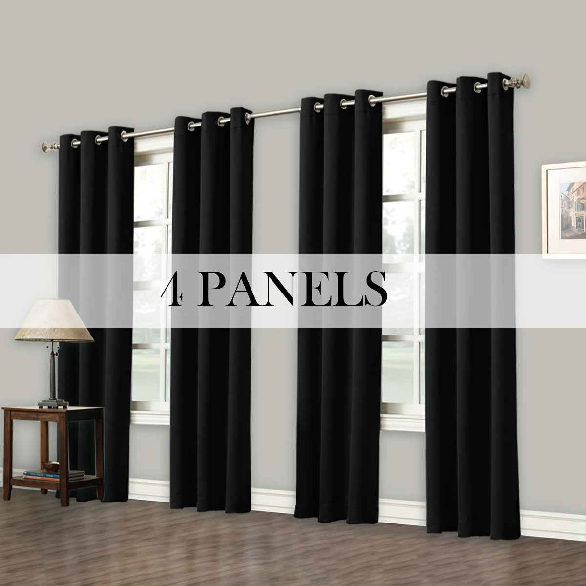 Blackout Curtains Grommet Top Room Darkening Window Drapes 4 Panels Set Living Room Bedroom