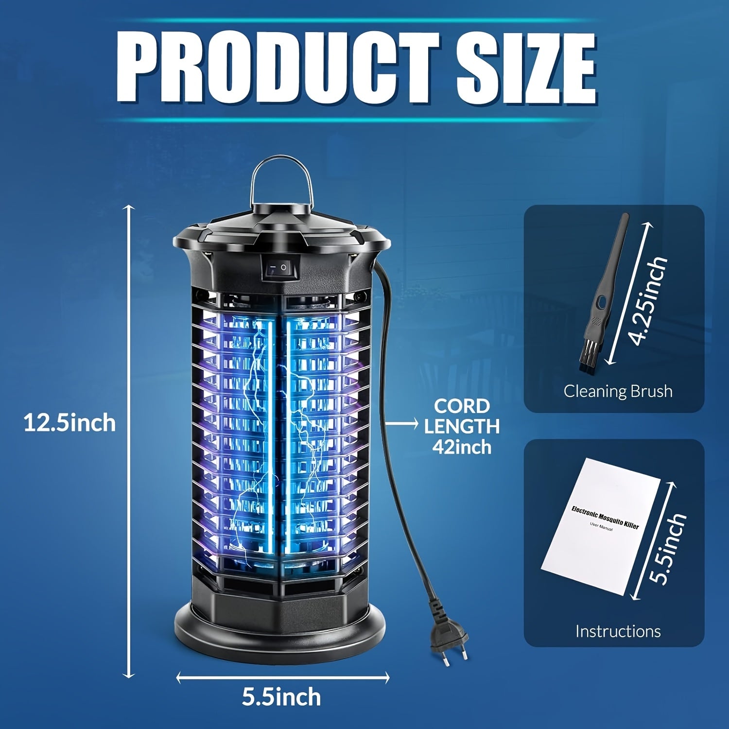 IPX4 Waterproof Bug Zapper Plug-In ¨C Electric Flying Insect Trap with LED Light & ABS Housing, Indoor Mosquito Zapper for Home, Bedroom, Kitchen & Patio, Safe Chemical-Free Fly Trap ¨C Black