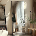 Full Length Mirror Floor Mirror Freestanding 58x18 Inch Arched Full Body Mirror Wall Mounted Leaning Rustproof Stand Mirror for Bedroom Living Room Cloakroom Modern Home Decor Black Gold