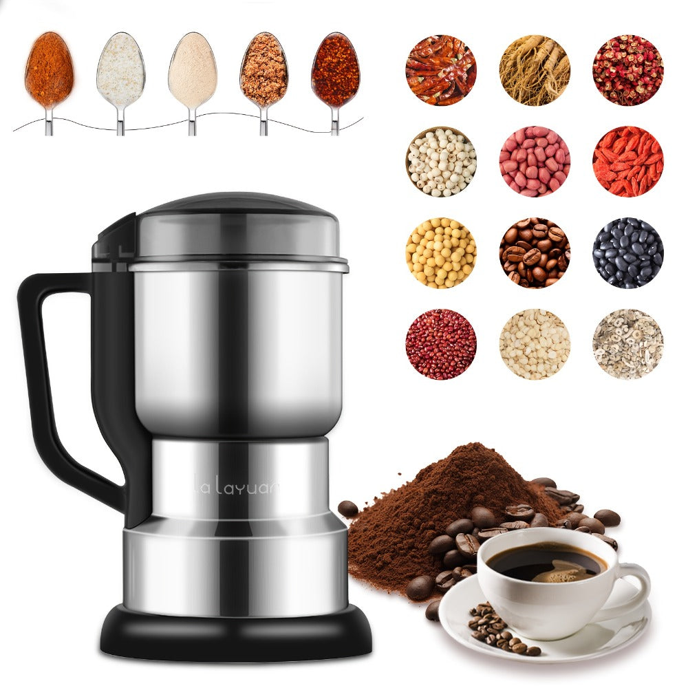 Coffee Bean Grinder 300W 8-Blade Stainless Steel 400g 14oz Large Capacity Up to 36 Cups 10-Second Fast Grinding Spice Grain Nut Dry Food Processor One-Touch Button