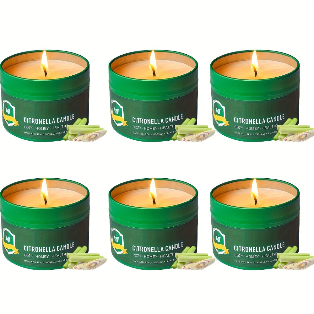 Citronella Candles Outdoor 6-Pack 4.4oz Each ¨C 150 Hours Long Burning, Mosquito Repellent Candles Set for Camping, Patio, BBQ, Garden, Yard, Deck & Lanai ¨C Father¡¯s Day Gift Idea