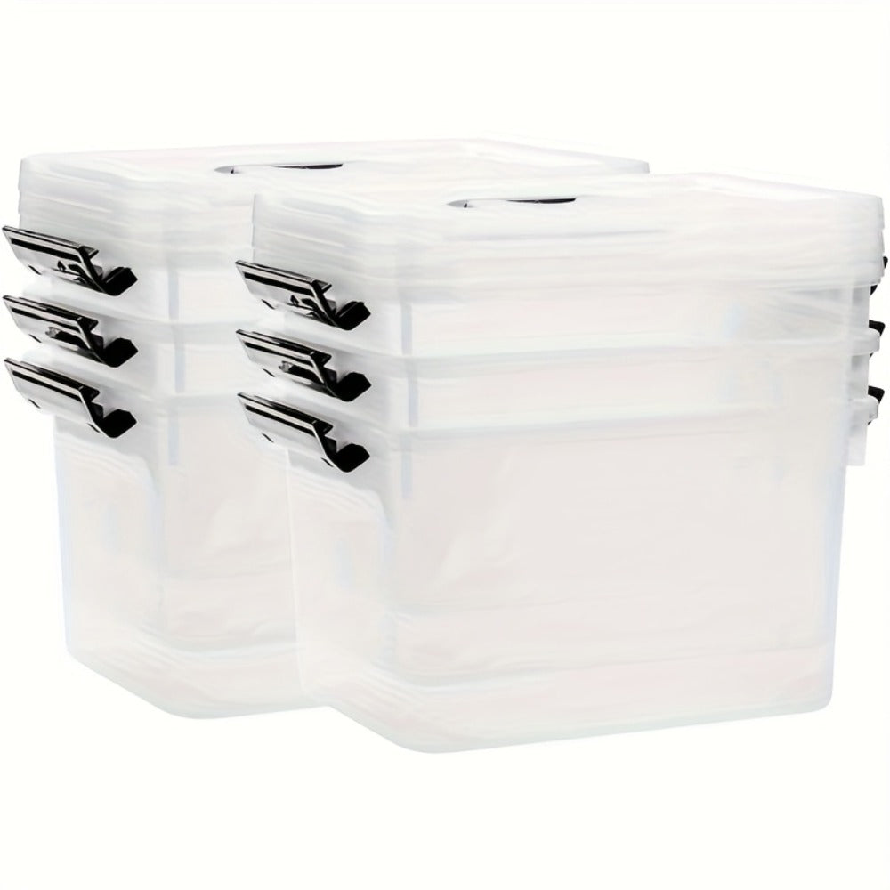 6-Pack Clear Storage Boxes with Latches & Lids ¨C 6 Quart Stackable Plastic Organizer Containers for Home, Bedroom, Bathroom & Kitchen