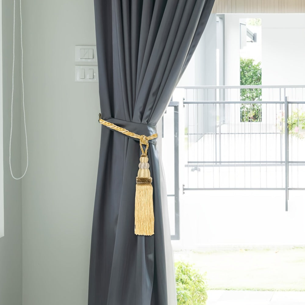 Curtain Tiebacks with Ball Tassels 4-Pack Silk Rope Curtain Ties Decorative Holdbacks for Window Dressing Home Decor