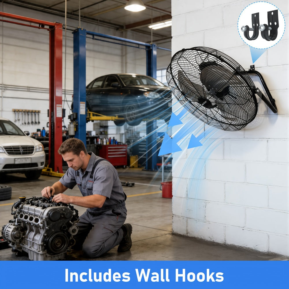 Industrial Floor Fan High Velocity, 3-Speed Heavy Duty Metal Cradle Fan with 360¡ã Tilt, Multiple Sizes Available, Powerful Air Circulation Fan for Warehouse, Workshop, Garage, Factory and Basement