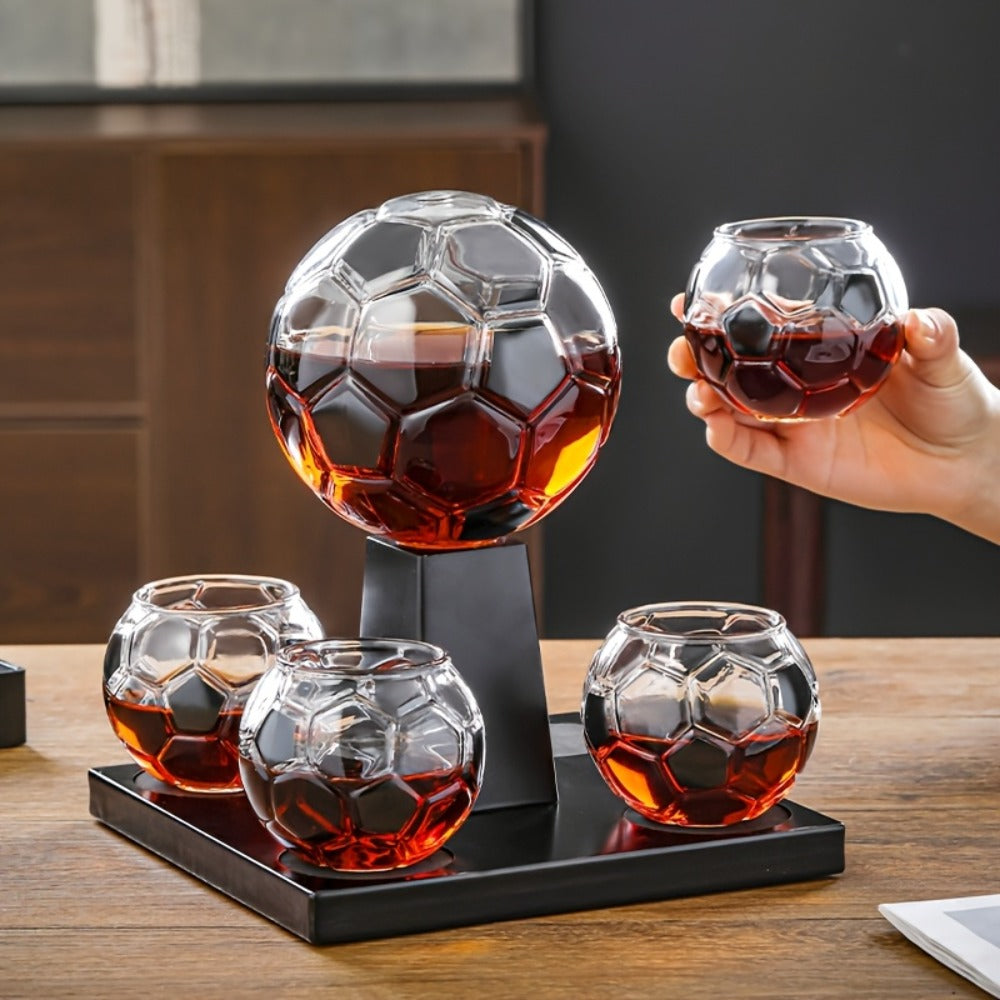 Football Shaped Whiskey Decanter Set with 4 Cups 30oz - Unique Birthday Gift for Men, Dad Gift, Valentine's Day Gift, Home Bar Decor, Christmas Gift