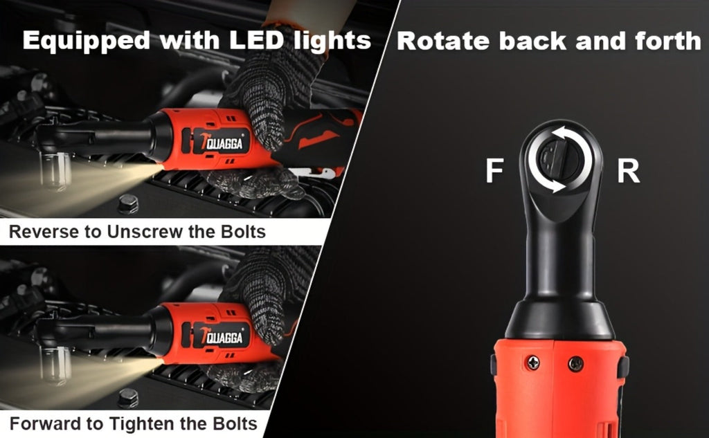 Cordless Electric Wrench QUAGGA 12V - 45Nm High Torque 3/8¡± Rechargeable Ratchet Wrench with Battery & Charger for Automotive Repair, Stage Truss & Home Improvement, Best Family Gift Tool