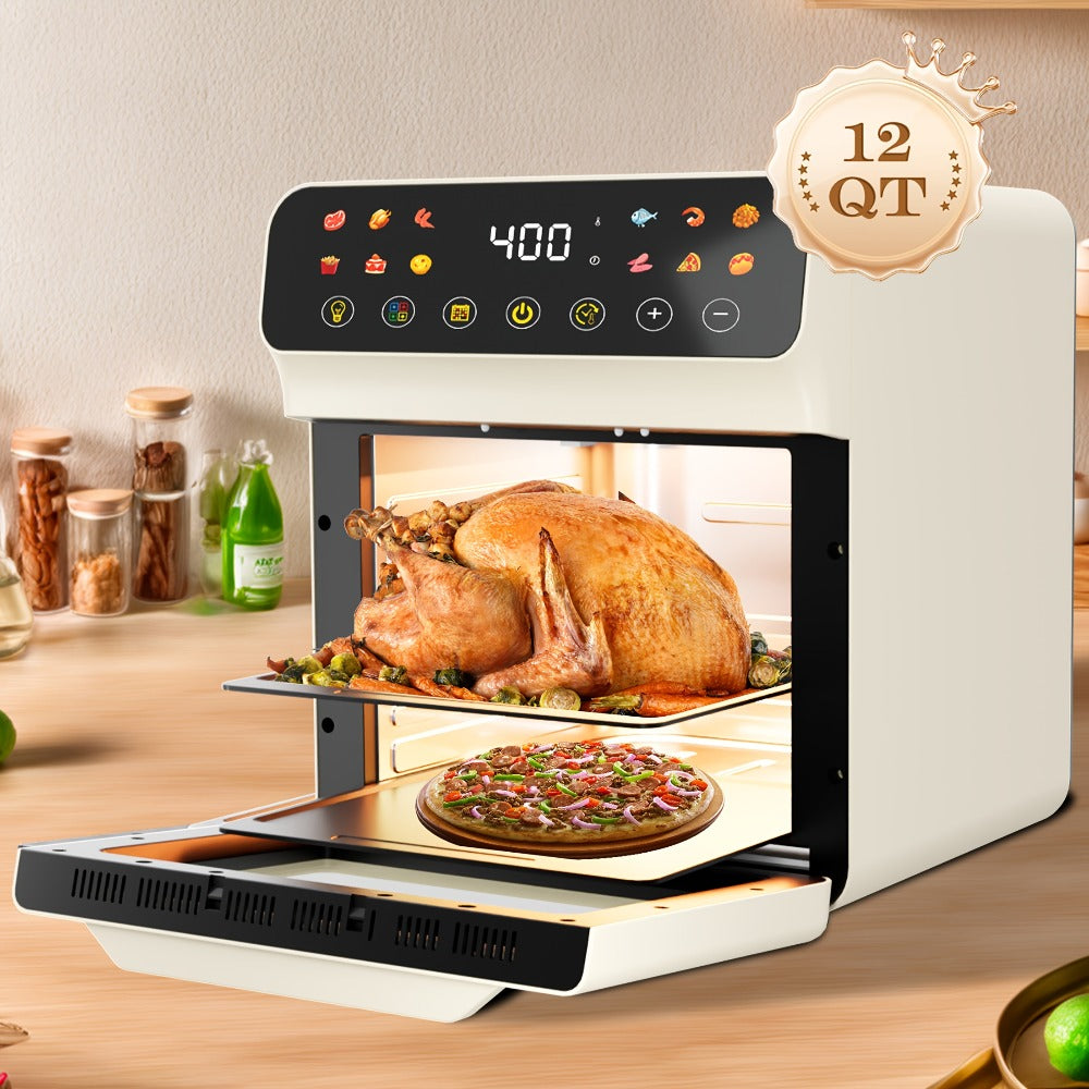Air Fryer Convection Oven 12QT ¨C 12-in-1 Multi-Function, Touchscreen, Visible Window, Oil-Free Non-Stick Basket, One-Touch Operation, Baking, Roasting, Dehydrating & Fast Cooking