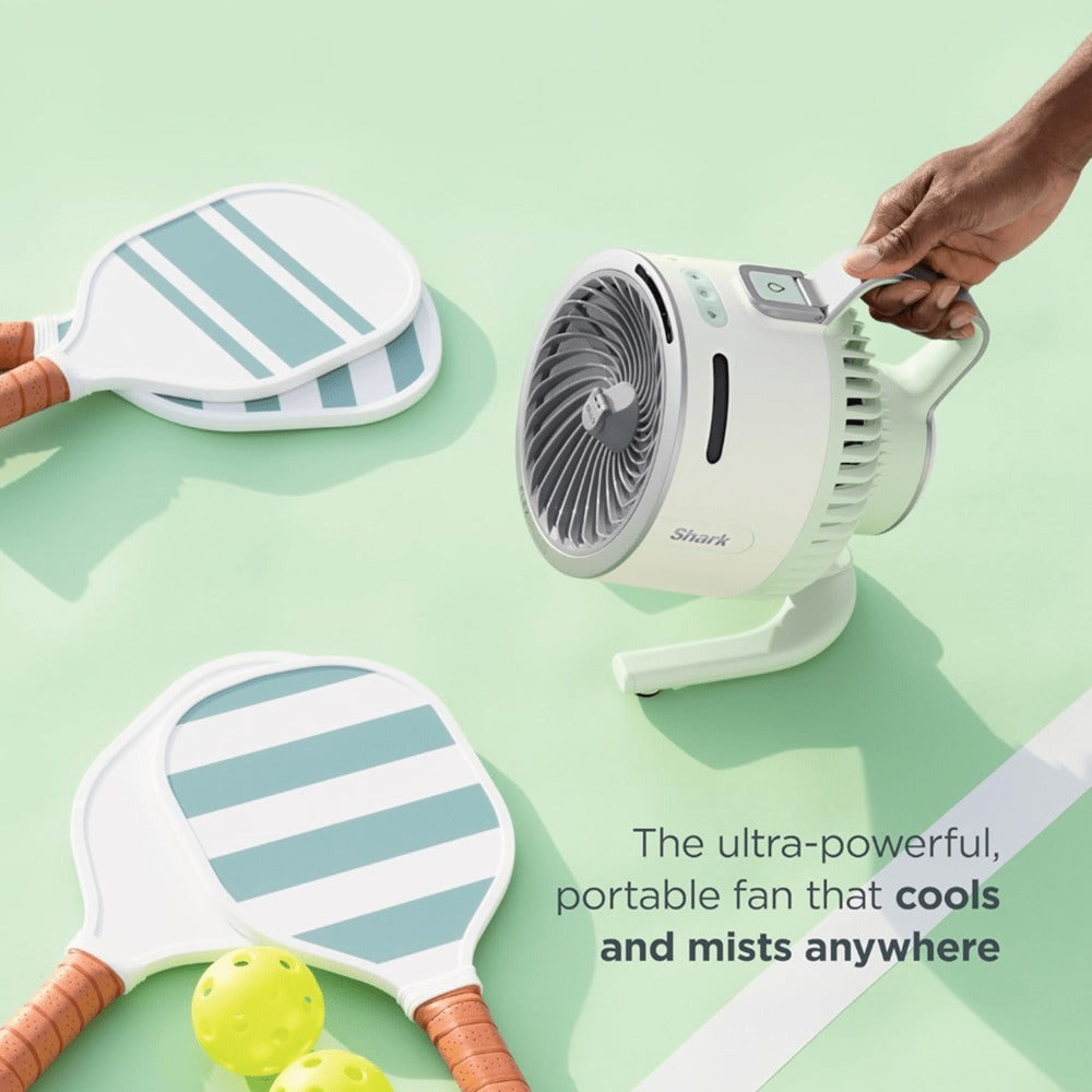 Shark FlexBreeze HydroGo Pro Portable Misting Fan - Indoor Outdoor Evaporative Mist, 5 Speeds + BreezeBoost, Corded & Cordless, 29Hr Battery, 70ft Coverage, Oscillating, Sky Color - Refurbished