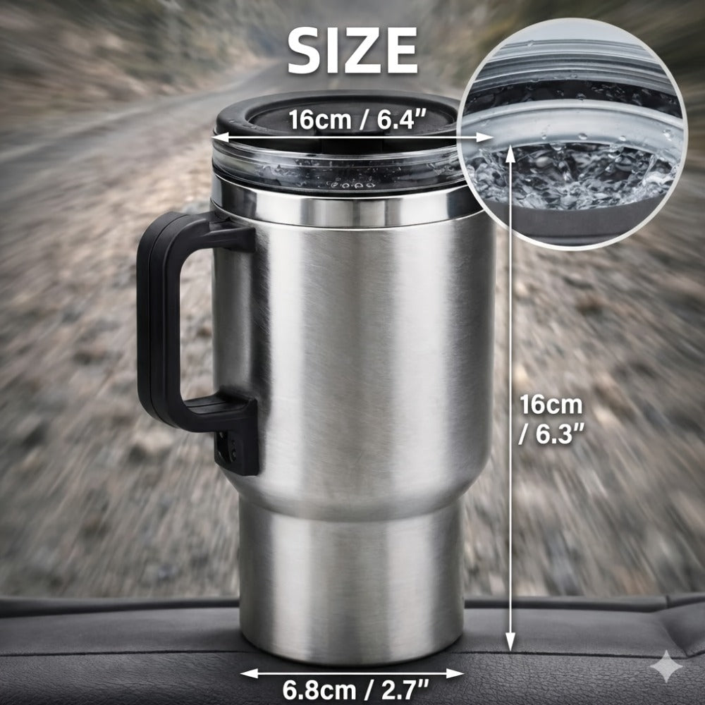 Car Electric Kettle 12V 60W 450ml Stainless Steel Keep Warm 65C Portable Heating Thermos Cup for Trucks Sedans Travel Tea Coffee Gift for Drivers Men Fathers