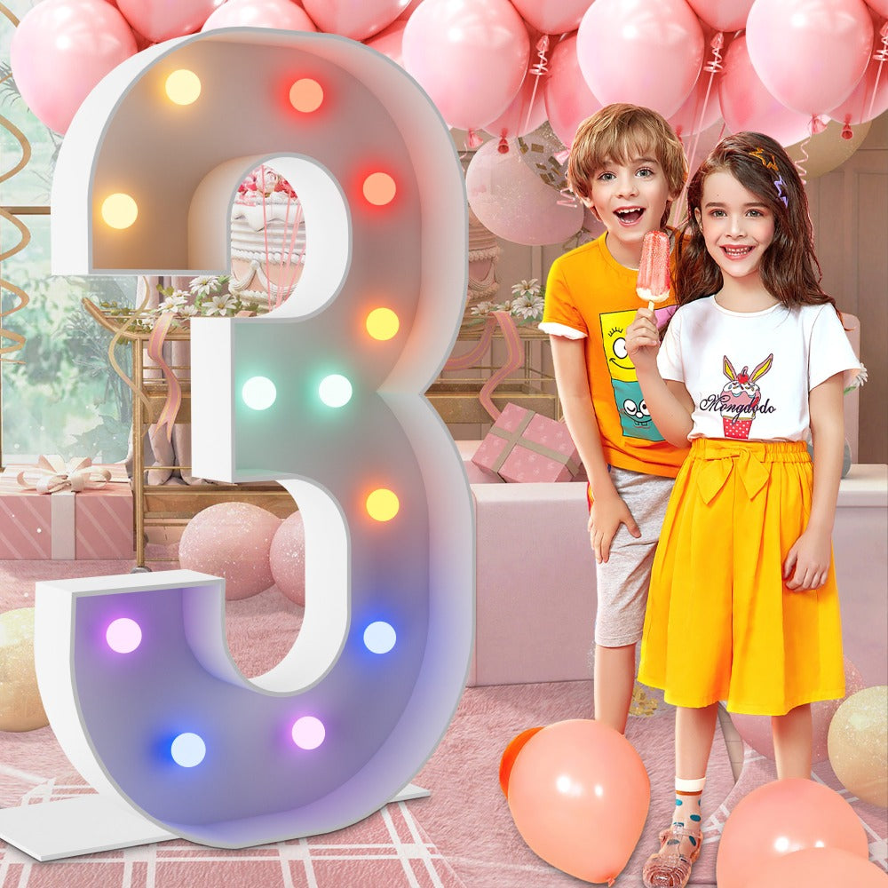 Marquee Number Lights 4 Feet Tall LED Light Up Numbers 0-9 20 for Birthday Party Anniversary Graduation Decoration 11 Colors 3 Flash Modes Foam Board String Lights Included