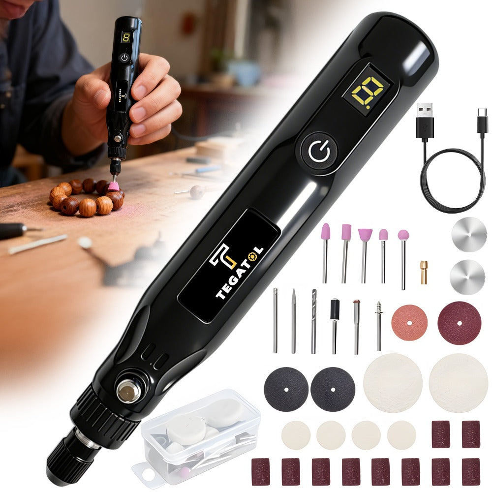 Mini Cordless Rotary Tool Set 3.7V USB Charging - Multifunctional Rotary Power Tool for Grinding Polishing Drilling Etching Carving DIY Craft Engraving (Black)