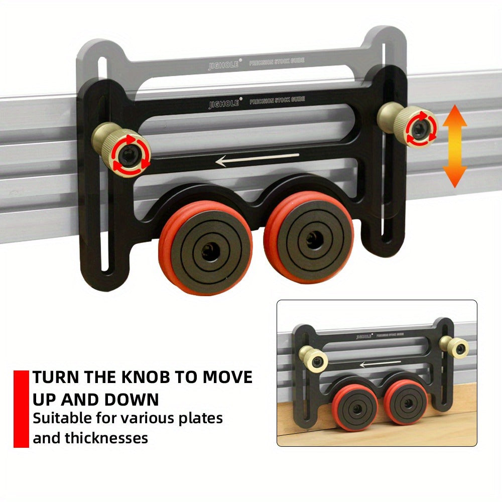 Feather Board Roller Guide for Table Saw ¨C Aluminum Alloy One-Way Safety Stock Feeder with T-Track Mount, Anti-Kickback Woodworking Press Guide Tool