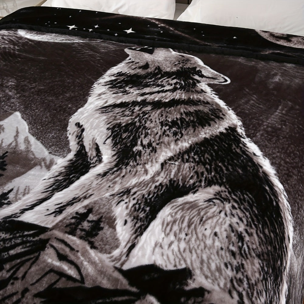 Reversible Plush Blanket 2-Ply 520GSM Milk Velvet - Soft Warm Queen King Size Blanket with Vibrant Animal & Floral Designs, All-Season Bed Couch Throw