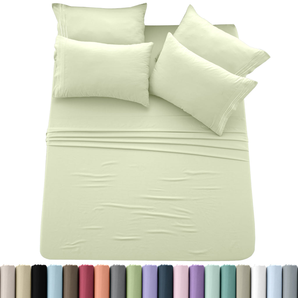 Brushed Microfiber Sheet Set 6pcs ¨C Soft Fade-Resistant Bedding 20 Colors Twin Twin XL Full Queen King Cal King Fitted Flat Pillowcases