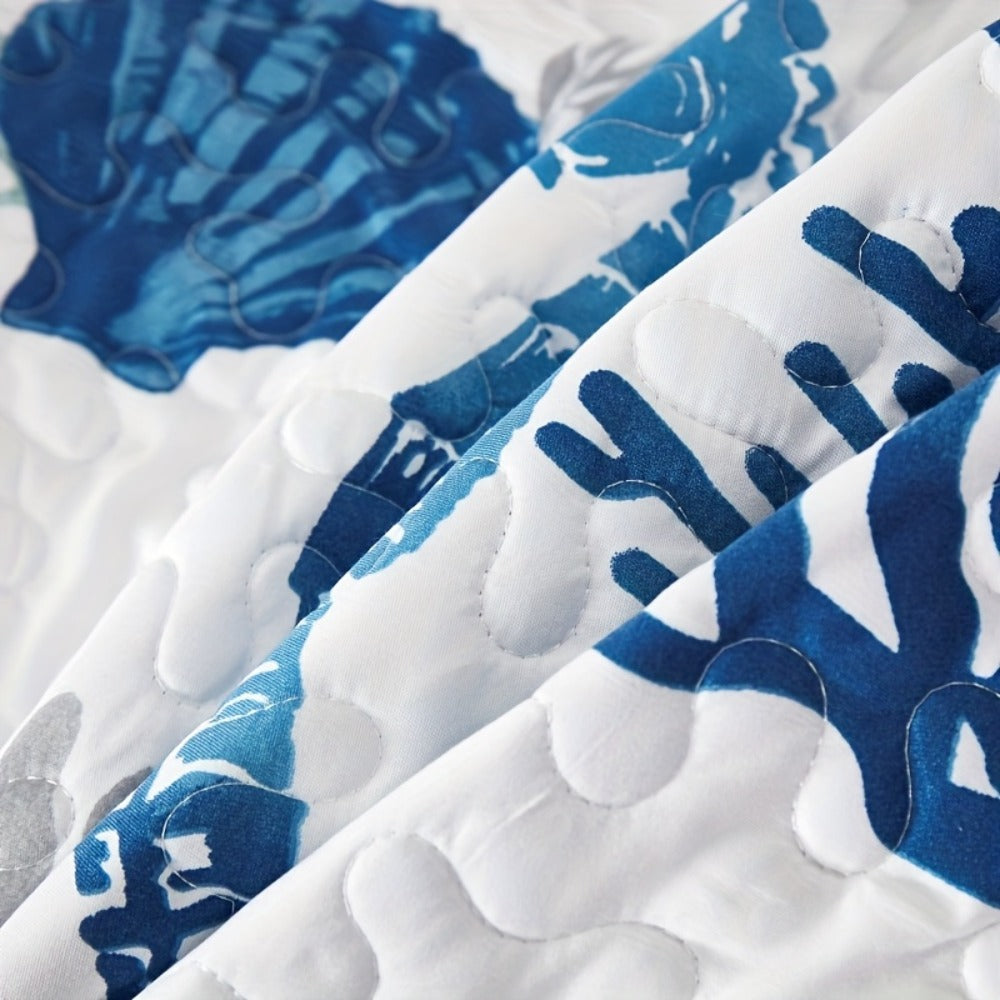 Duvet Cover Set 3 Piece Ocean Style Seahorse Coral Pattern Soft Breathable Microfiber Bedding Set with 2 Pillowcases Machine Washable All Season Comforter Cover for Bedroom Dorm Twin Full Queen King