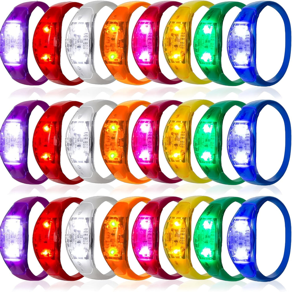 Sound Activated Light Up Bracelets Bulk 20/50 Pcs Glow Wristbands Voice Controlled Flashing LED Bracelet for Concerts Rave Party Events Festival Accessories