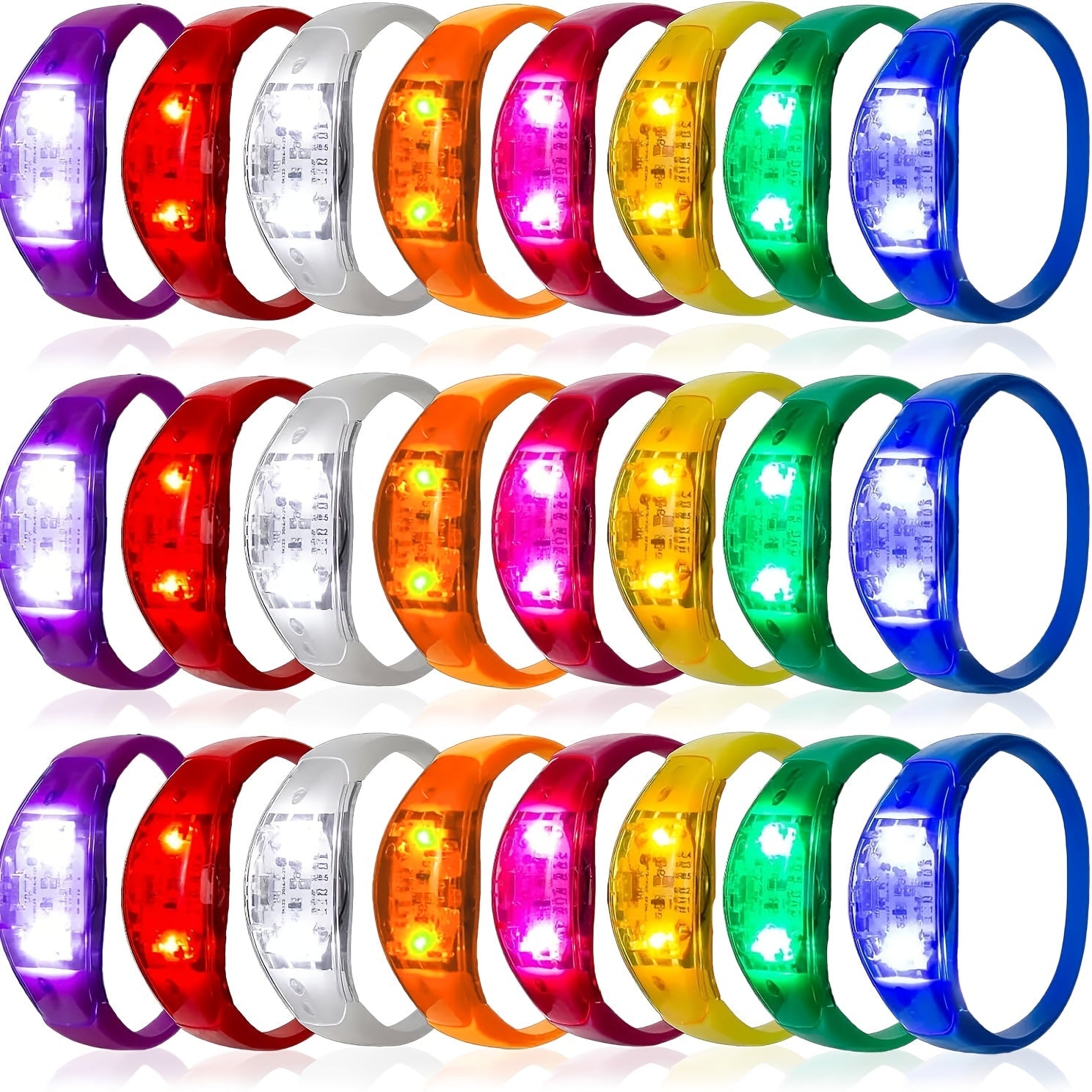 Sound Activated Light Up Bracelets Bulk 20/50 Pcs Glow Wristbands Voice Controlled Flashing LED Bracelet for Concerts Rave Party Events Festival Accessories