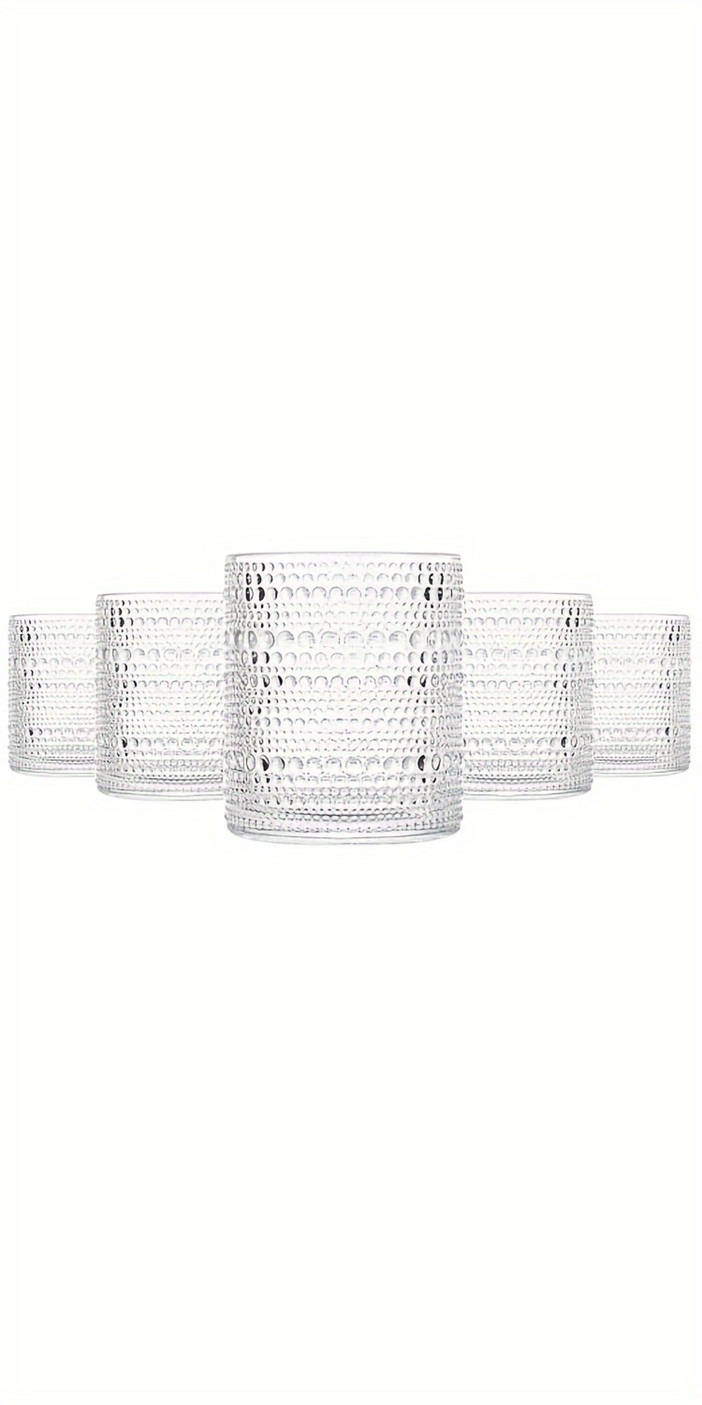 Hobnail Drinking Glasses Set of 6 ¨C 13 Oz Large Clear Glass Cups for Water, Wine & Cocktails