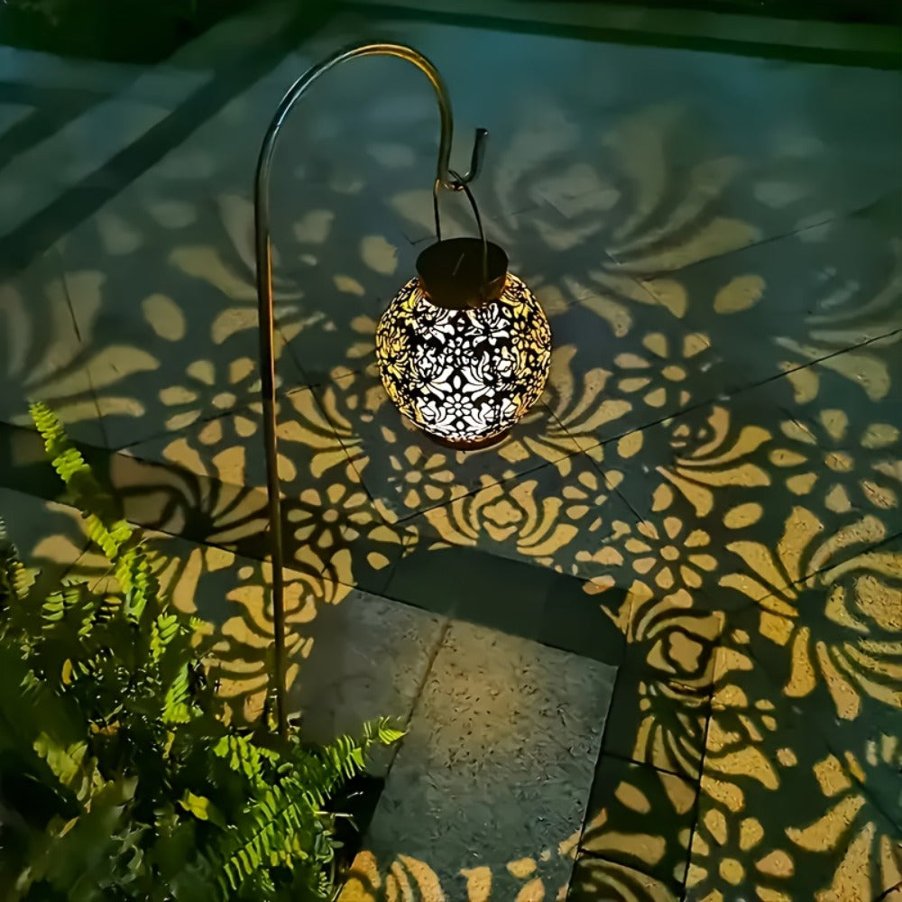 Solar Metal Peony Lantern Outdoor Hanging Light, IP65 Waterproof Floral Decorative Lantern for Garden Patio Tree, Halloween Christmas Party Festive Lighting ¨C Boho Vintage Garden Decor Gift