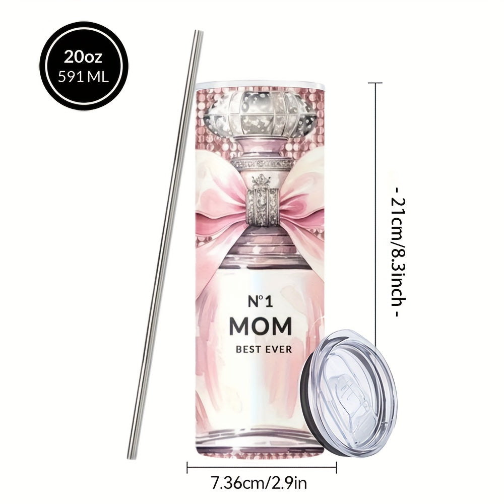 Insulated Tumbler 20oz Mom's Best Ever Design | 304 Stainless Steel Travel Cup with Lid & Straw for Hot & Cold Drinks ¨C Cute Gift for Mom, Women, Birthday, Mother's Day & Christmas