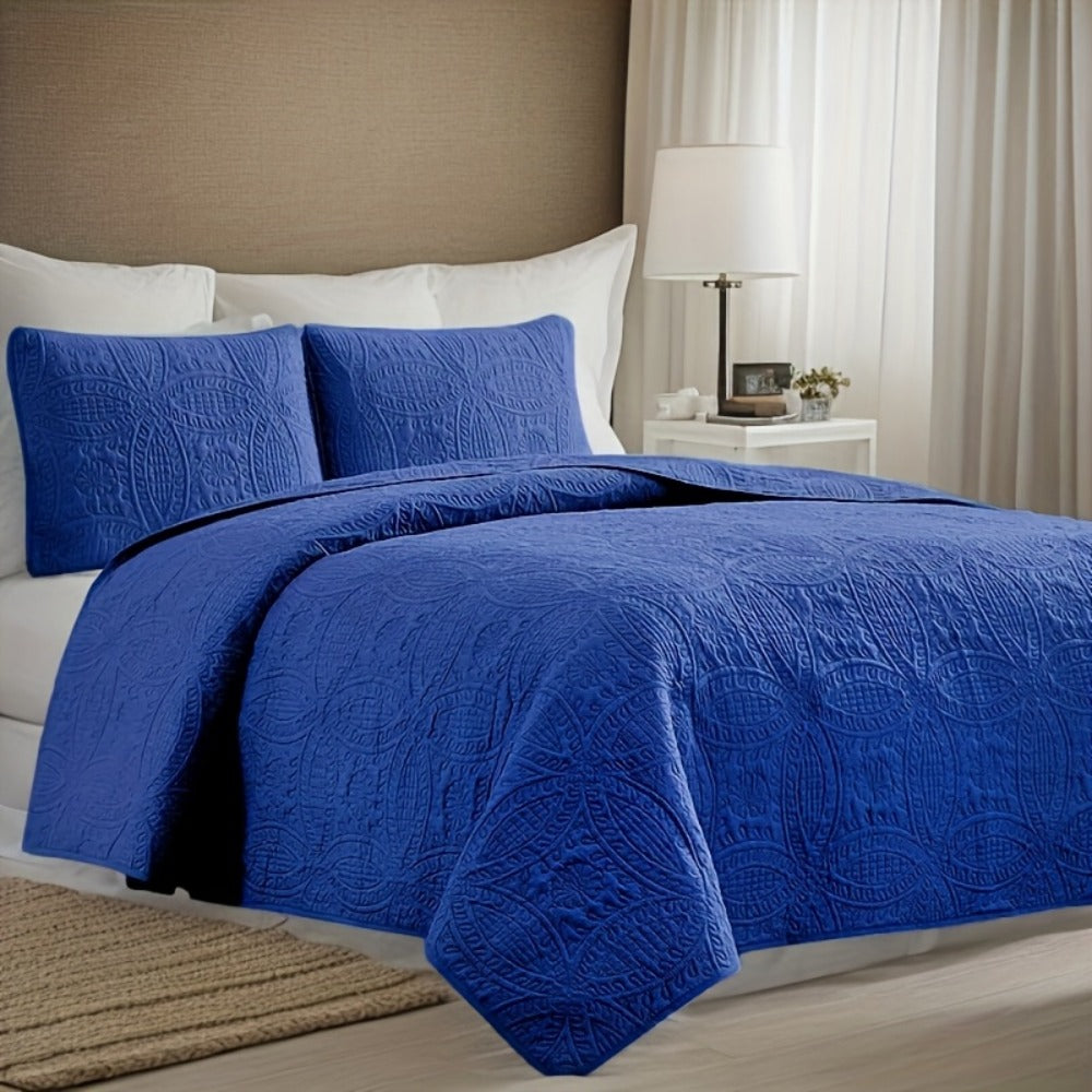 Quilt Coverlet Set 2-3 Piece Lightweight Microfiber Bedspread Coin Pattern Soft Skin-Friendly Anti-Allergy Machine Washable Twin Full Queen King