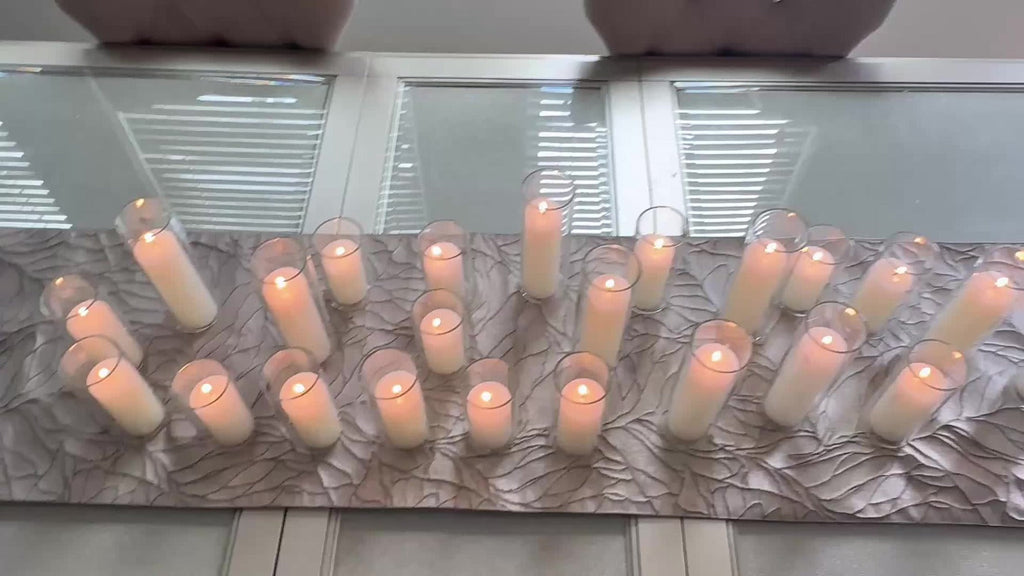 Pillar Candles with Clear Glass Hurricane Holders ¨C Unscented White Cylinder Candles & Vases for Wedding Centerpieces, Party Tables, Home & Office Decor, Bulk Set 24 or 48 Pieces