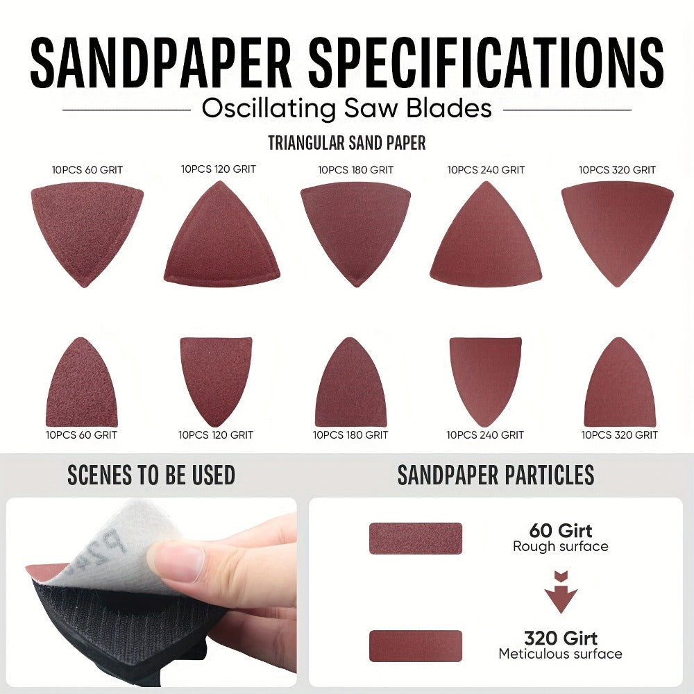 115pcs Oscillating Saw Blades Set with Sandpaper ¨C Multitool Blades for Wood Metal Plastic, Universal Fit for Major Brands, Complete DIY & Pro Cutting Kit