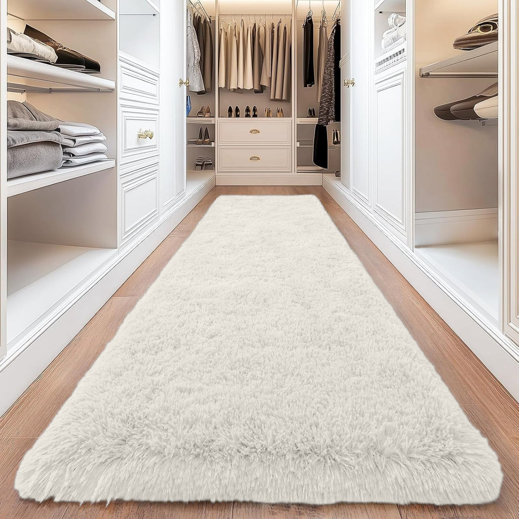 Shaggy Area Rug 4x6 - Soft Plush Non-Slip Indoor Carpet for Living Room Bedroom, Machine Washable Floor Mat in Navy White Beige Black Grey