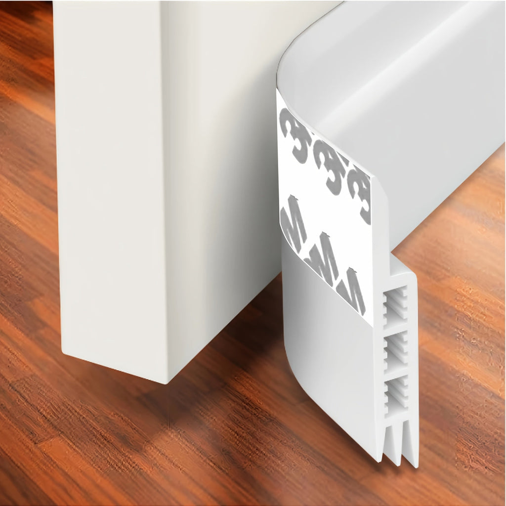 Door Draft Stopper Silicone Under Door Sweep Weather Stripping 39 Inch Strong Adhesive 3-Layer Sound Insulation Noise Blocker Energy Saving Seal for Indoor Outdoor Doors White Black Brown Transparent