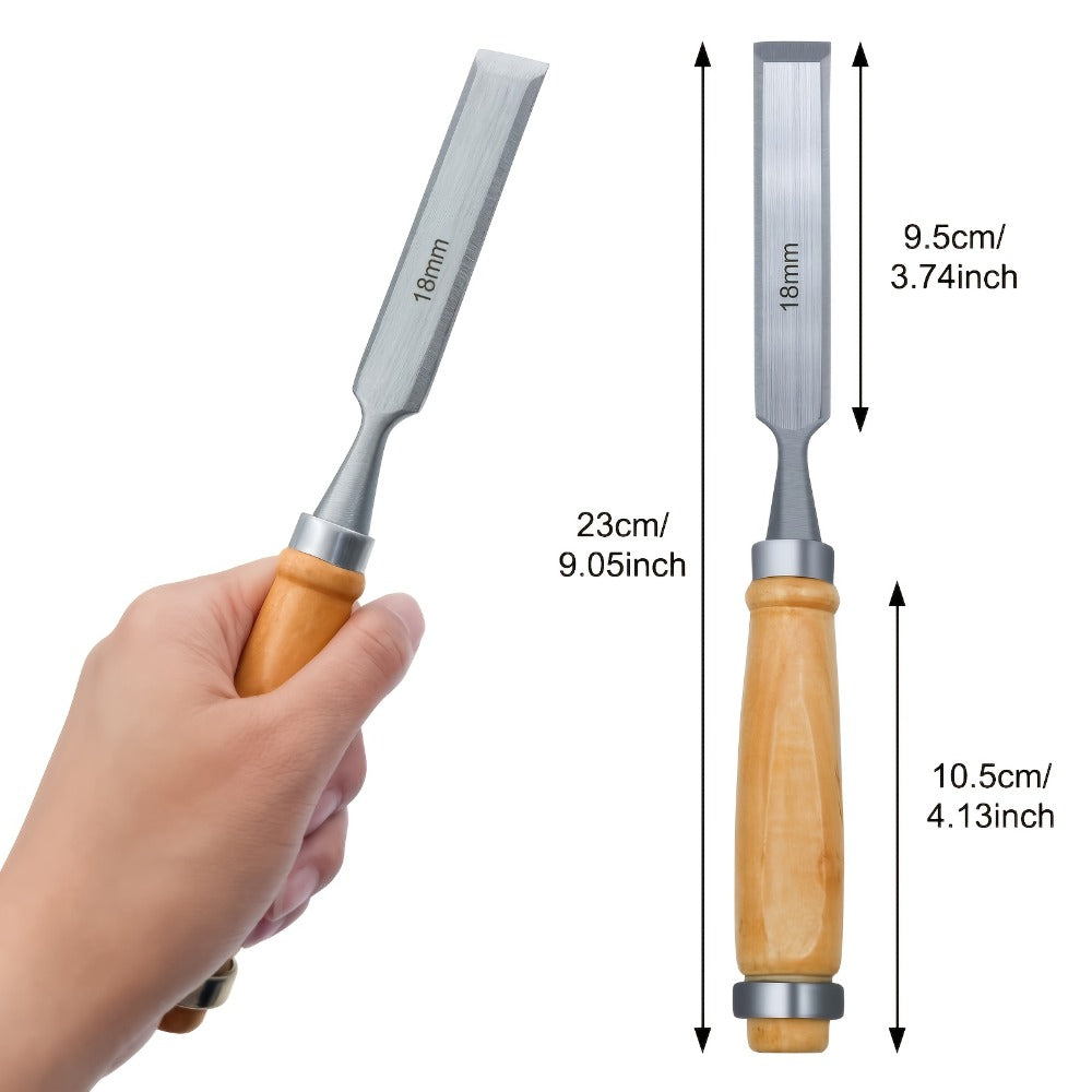 Wood Chisel Set 4pcs ¨C CR-V Steel Woodworking Chisels 6/12/18/24mm, Professional Wood Carving & Carpentry Hand Tools for Beginners and Experts
