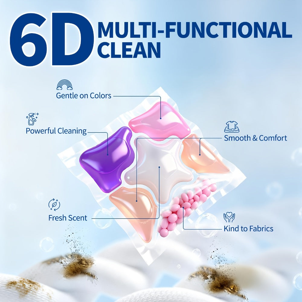 Laundry Pods 6-in-1 Concentrated ¨C 60 Pcs 480g Deep Clean & Tough Stain Removal, Quick Dissolve No Residue, Spring Meadow Long-Lasting Fragrance, HE Compatible Washing Machine Detergent Pods (2026 Upgrade)