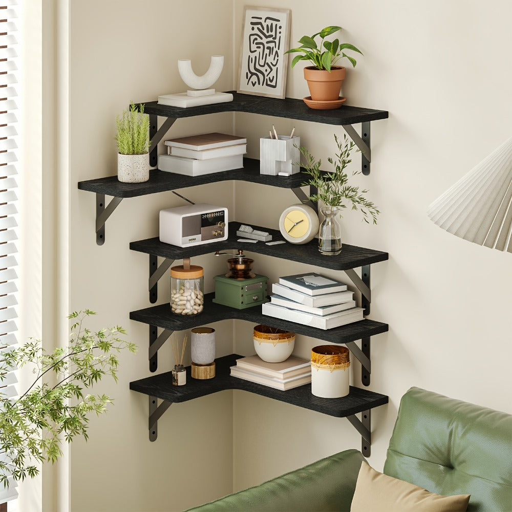 Corner Floating Shelves Wall Mounted Set ¨C Multi-Color Rustic Corner Shelf for Bedroom, Bathroom, Kitchen & Living Room