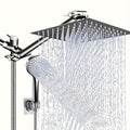 High Pressure Shower Head Combo with Handheld Shower Wall Mounted 9 Spray Settings Rainfall Shower System Adjustable Angle Leakproof with Hose for Modern Bathroom Chrome Matte Black